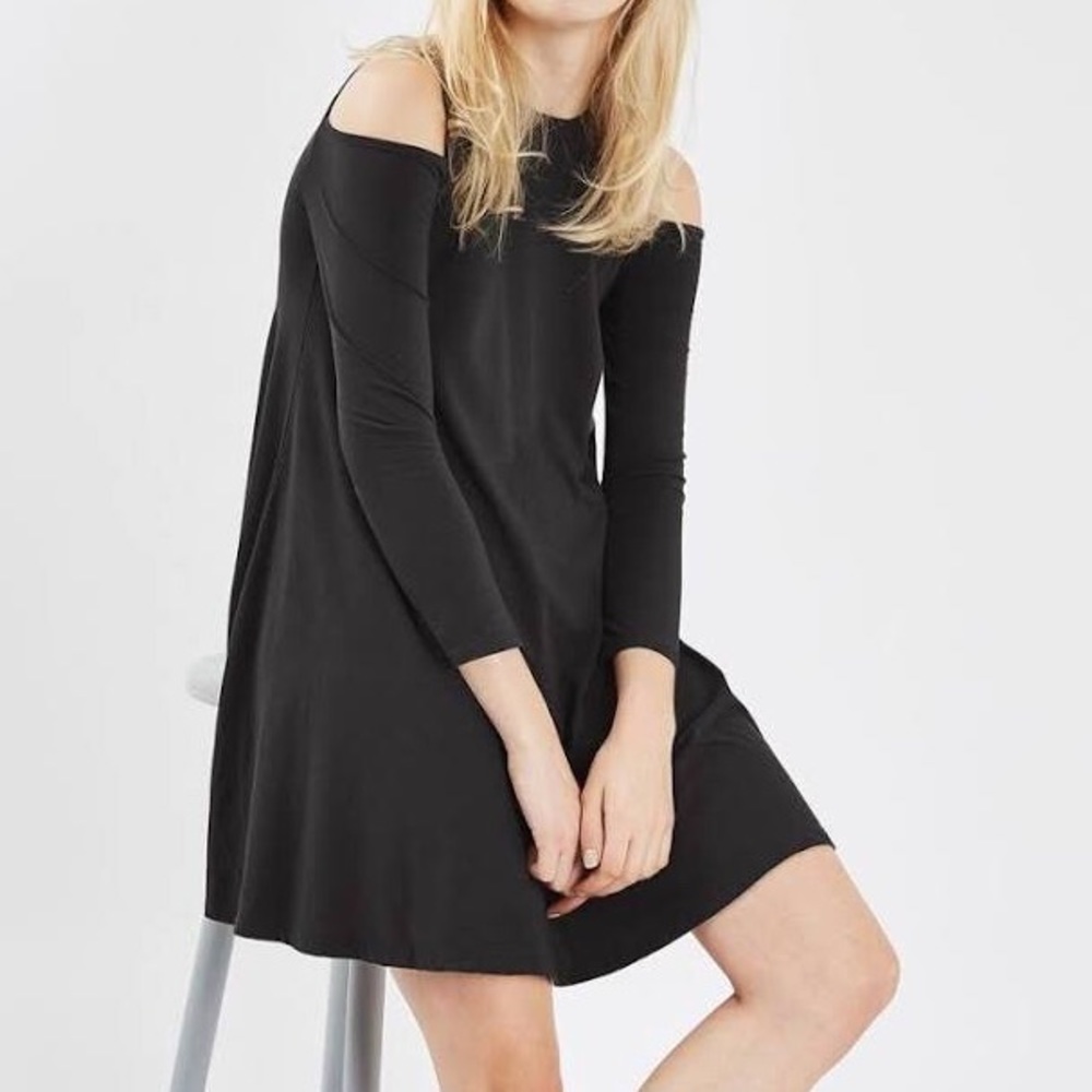 Topshop Black Cold Shoulder Dress - Picture 2 of 8
